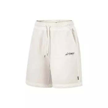 Li Ning X OG_Slick Collaboration Letter Mid-Rise Straight Loose Shorts Men shorts Oat-Gray AKST691-1 XL