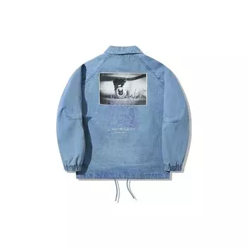 Li Ning X OG Slick Collaboration Skateboard Series Loose Wash Denim Jacket Men Jackets Light-Blue-Denim AJDT543-3 S