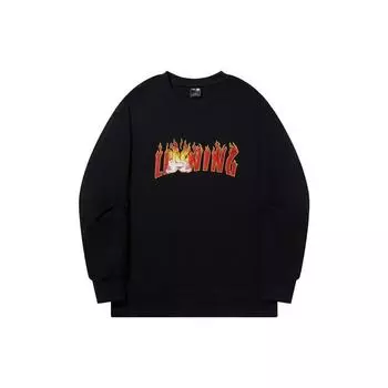 Li Ning X OG Slick Letter Print Pullover Crewneck Sweatshirt Unisex sweatshirt Black AWDT727-1 S