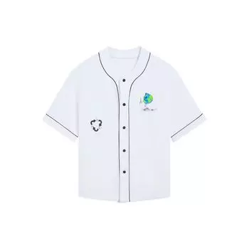 Li Ning X Og Slick Skateboard Series Earth Cartoon Print Letter Baseball Jacket Men Jacket White AFDS281-2 XL