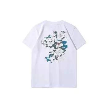 Li Ning X Og Slick Вода Китайская Тушь Граффити Принт Повседневная Футболка Женские Топы Белый AHSR290-1 XL