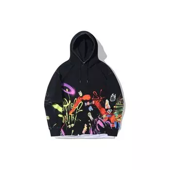 Li Ning X OG Свитшот-пуловер с ручной росписью и принтом букв для мужчин, черный AWDT729-1 S
