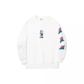 Li Ning X Pablo Ientile Cartoon Pattern Print Loose Sports Crewneck Sweatshirt Unisex Sweatshirt Off-White AWDU319-2 M