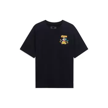 Li-Ning X Pablo Ientile Co-Branded Skateboard Series Cartoon Print Casual Round Neck Short Sleeve T-Shirt Unisex Tops Black AHST027-3