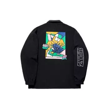 Li Ning X Pablo Ientile Collaboration Skateboard Series Cartoon Print Casual Jacket Men Jacket Black AFDU253-2 M