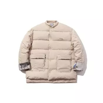 Li Ning X Palace Museum Baoyun Building Collaboration Теплая ветрозащитная куртка-пуховик для мужчин, верхняя одежда, цвет устрично-серый AYMP323-1 L
