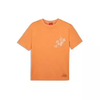 Li Ning X Palace Museum Baoyun Building Collaboration Круглая горловина Повседневная футболка с коротким рукавом унисекс футболка оранжевая AHSQ669-1 S