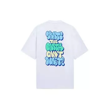 Li-Ning X Persue Artist Collaboration Серия скейтбордов с мультяшным буквенным принтом и круглым вырезом, повседневная футболка, топы унисекс, белые AHSS295-3 XL