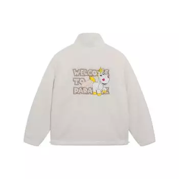 Li Ning X Pixar Collaboration Disney Toy Story Series Cartoon Pattern Вышитый свободный воротник-стойка Повседневная трикотажная куртка Пальто из шерпы AFDSC58-2 L