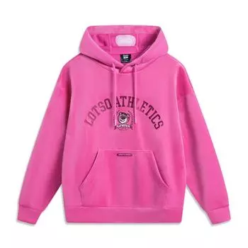 Li Ning X Pixar Strawberry Bear Collaboration Letter Print Удобная дышащая универсальная свободная толстовка с капюшоном Женские толстовки с капюшоном Rose-Purple AWDU876-2 S