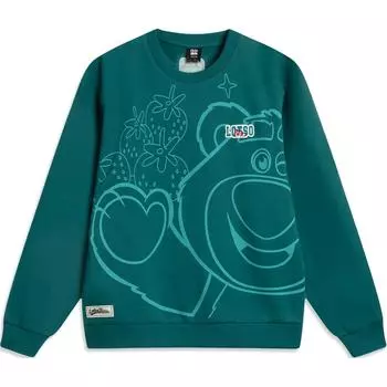 Li Ning X Pixar Strawberry Bear Collaboration Sports Lifestyle Series Printed Letter Round Neck Pullover Comfortable Hoody AWDU437-2 S