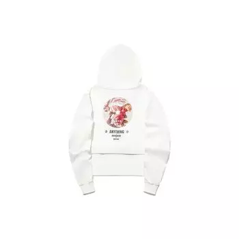 Li Ning X Pleasures Collaboration Letter Embroidery Casual Loose Hoodie Long Sleeve Sweatshirt Women sweatshirt Off-White AWDTC04-3 L