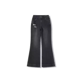 Li Ning X Pleasures Collaboration, однотонные расклешенные джинсовые брюки, женские плавки, черные AJQT384-1 S