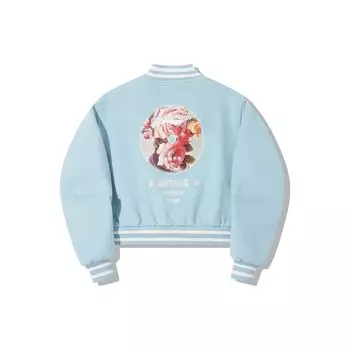 Li Ning X Pleasures Collaboration Series Цветочная серая повседневная бейсбольная куртка Женские куртки Forget-Me-Not-Blue AJDT754-1 XL