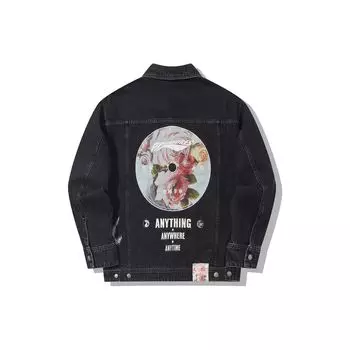 Li Ning X Pleasures Collaboration Series Washed Loose Vintage Denim Jacket Men Jackets Black AJDT751-1 S