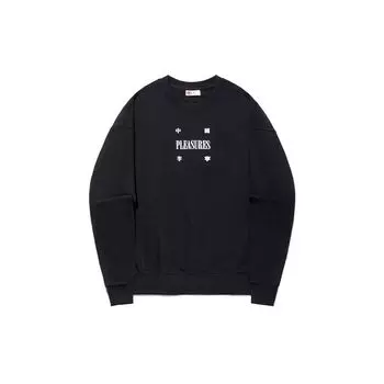Li Ning X Pleasures Collaboration Skateboard Series Letter Patch Round Neck Loose Pullover Sweatshirt Unisex Sweatshirt Black AWDTB99-1 XXL