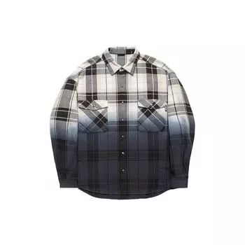 Li Ning X Pleasures Collaboration Skateboard Series Gradient Checkered Singlebreast Long Sleeve Shirt Men Shirts Black White ASHT523-3 XXL