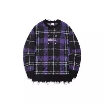 Li Ning X Pleasures Collaboration свободный свитер повседневный вязаный мужской свитер фиолетовый AMBT233-1 XL