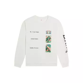 Li-Ning Толстовка с круглым вырезом X Rooovie Artist Collaboration с рисунком, топы унисекс, кремово-белый AHSSB19-1 L