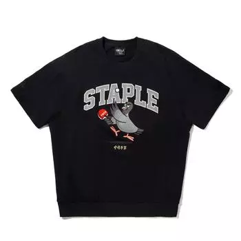 Li Ning X Staple Серия Коллабораций Спортивный Повседневный Простой Однотонный С Буквами Свободная Футболка с Коротким Рукавом Мужские Топы Черный AAEV029-3 M