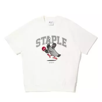 Li Ning X Staple Серия Коллабораций Спортивный Повседневный Минималистичный Однотонный С Буквами Свободная Футболка с Коротким Рукавом Мужские Топы Молочно-Белый AAEV029-1 M