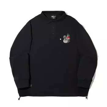 Li Ning X Staple Серия сотрудничества Удобный Повседневный Простой Пуловер Свободный С длинным рукавом Рубашка поло Мужские топы Черный AAEV031-3 M