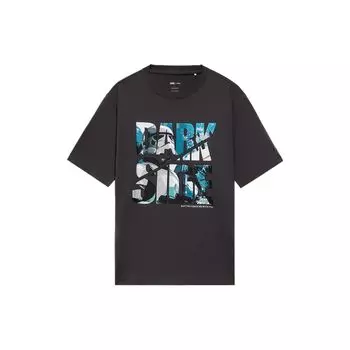 Li-Ning X Star Wars Crossover Sports Fashion Series повседневная футболка с буквенным принтом и короткими рукавами, мужские топы, черный, сосново-серый, AHSS715-1 M