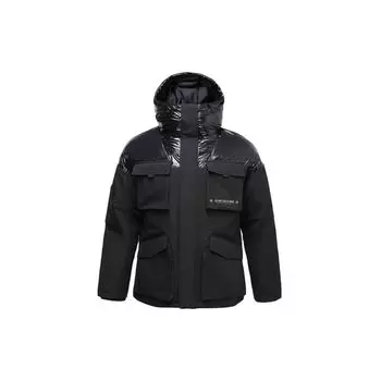 Li Ning X Star Wars Letter Print Hooded Down Jacket Men Outwear Black AYMQ169-1 M