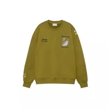 Li Ning X Steven Harrington Collaboration Series Веселый мультяшный принт Теплый флисовый свободный пуловер Зимняя толстовка Унисекс толстовка AWDRF81-2 M