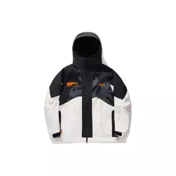 Li Ning X Steven Harrington Collaboration Skateboard Series Patchwork Letter Hoodie Zipper Unisex Upperwear Black Off-White AFDT903-1 XL