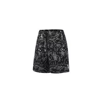 Li Ning X Steven Harrington Экологичные принтованные трикотажные спортивные шорты мужские шорты черные белые AKST053-1 S