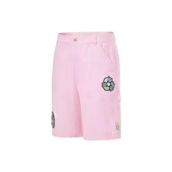 Li Ning X Steven Harrington мультфильм вышитые нашивки повседневные шорты мужские шорты светло-розовый AKST045-3 XXL