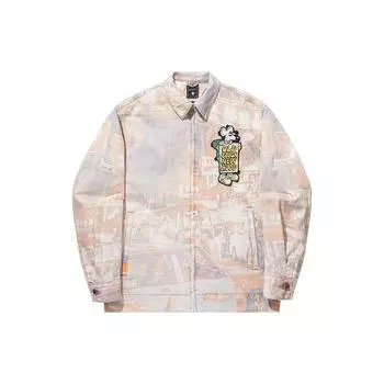 Li Ning X Steven Harrington винтажный принт с надписью на молнии воротник длинный рукав хлопковая куртка мужская куртка белый деним ASMT003-2 M