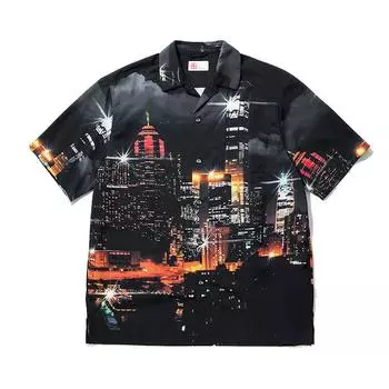 Li Ning X Street Never Sleeps Коллаборация Городской пейзаж Свободная Повседневная Рубашка Унисекс Рубашки Черный ASHU043-2 XL