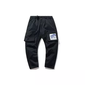 Li Ning X Tide Collaboration Reverse Five Sports Basketball Series Loose Cargo Sports Long Pants Men bottoms Standard-Black AKXP335-2 L