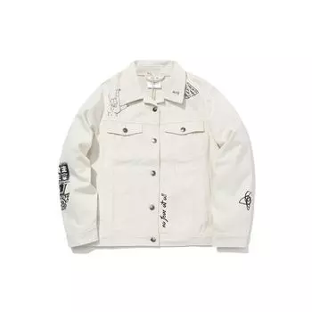 Li Ning X X-Girl Женская коллекция Domination, однобортная повседневная куртка с принтом, женские куртки Cloud-White AFDQ372-1 S