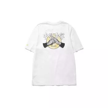 Li-Ning X Yuan Zeming David Co-Branded Graffiti Salute Круглая горловина Короткий рукав Футболка Мужская Топы Белый AHSP557-1 XXL