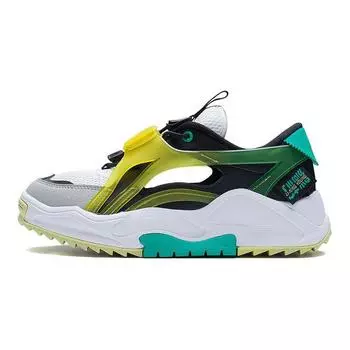 Li Ning Youth Childrens Qinyou Sports Нескользящая амортизирующая износостойкая дышащая повседневная обувь Детская повседневная обувь Черный Зеленый YKCS042-3 36