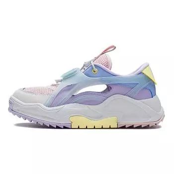 Li Ning Youth Childrens Qinyou Sports Нескользящая амортизирующая износостойкая дышащая повседневная обувь Детская повседневная обувь Розовый Фиолетовый Синий YKCS042-4 36