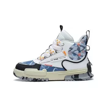 Li Ning Youth Детская спортивная серия Lifestyle Удобные амортизирующие износостойкие кроссовки средней высоты для детей Детские кроссовки YKCS216-1 32