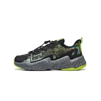 Li Ning Youth Детская светящаяся в темноте амортизирующая повседневная обувь детская обувь черный зеленый YKCT108-1 36