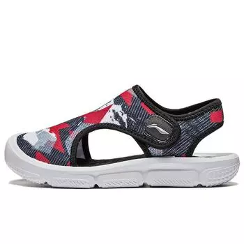 Li Ning Youth Skuai 2.0 Sports Trend нескользящие амортизирующие легкие детские сандалии детские сандалии черные огненно-красные стандартно-белые YKUT022-5 38