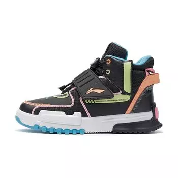 Li Ning Youth Unrestrained Comfortable Casual High-Top Running Shoes Kids Running Shoes Black YKCR172-12 35