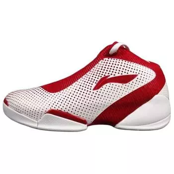 Li Ning Yu Shuai 6 Классические Универсальные Амортизирующие Износостойкие Баскетбольные Кроссовки со Средним Верхом Унисекс Баскетбольные Кроссовки Красно-Белые ABAF031-7 44