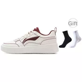 Li-Ning Yuanbao Casual Fashion Soft Elastic Lightweight Student Sneakers Non-Slip Shock Absorbing Durable Low-Top Skate Shoes Women sneakers AGCV144-4 35