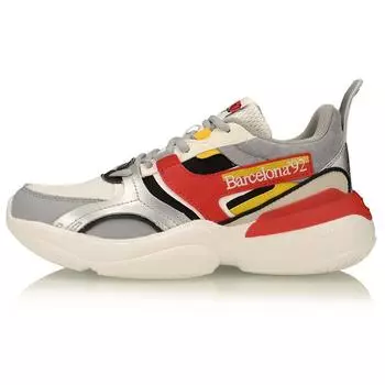 Li Ning Zheng Rong амортизирующие нескользящие износостойкие низкие спортивные повседневные туфли женские кроссовки белые серые AGLP086-1 35