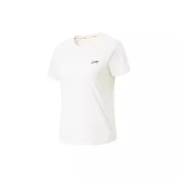 Li Ning Женская беговая серия Повседневная удобная однотонная футболка с коротким рукавом Женские топы Off-White ATSU202-2 3XL