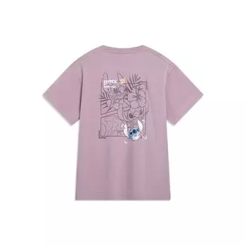 Li-Ning Женская футболка с круглым вырезом и короткими рукавами X Disney Stitch, сказочно-фиолетовая футболка AHST500-3 L