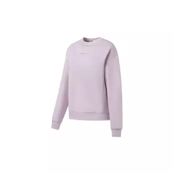 Li Ning Женская спортивная серия однотонная флисовая теплая толстовка с круглым вырезом женская толстовка Lotus-Pink-Purple AWDSA54-5 XL
