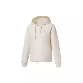 Li Ning Женская спортивная серия однотонный свободный свитер с капюшоном женские топы Off-White AWDS036-9 S
